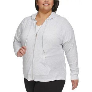 Calvin Klein Performance Ruched-Sleeve Zip Hoodie GREY SZ 2X SALE $59